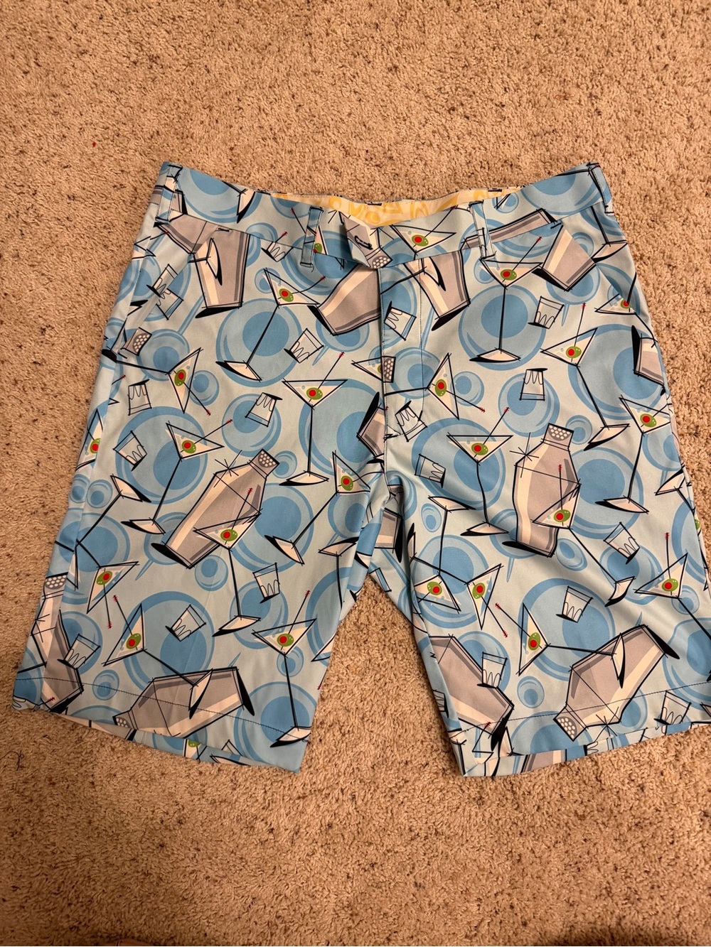 LOUDMOUTH GOLF Martini Print Shorts - Light Blue 36
